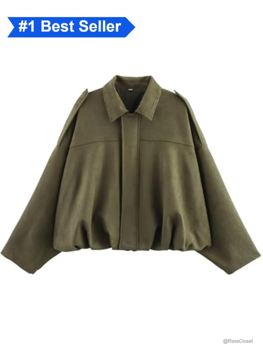Faux Suede Oversized Cropped Bomber Jacket Batwing Sleeve Streetwear Coat